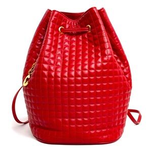 Authentic CELINE C leather bucket drawstring handbag/backpack